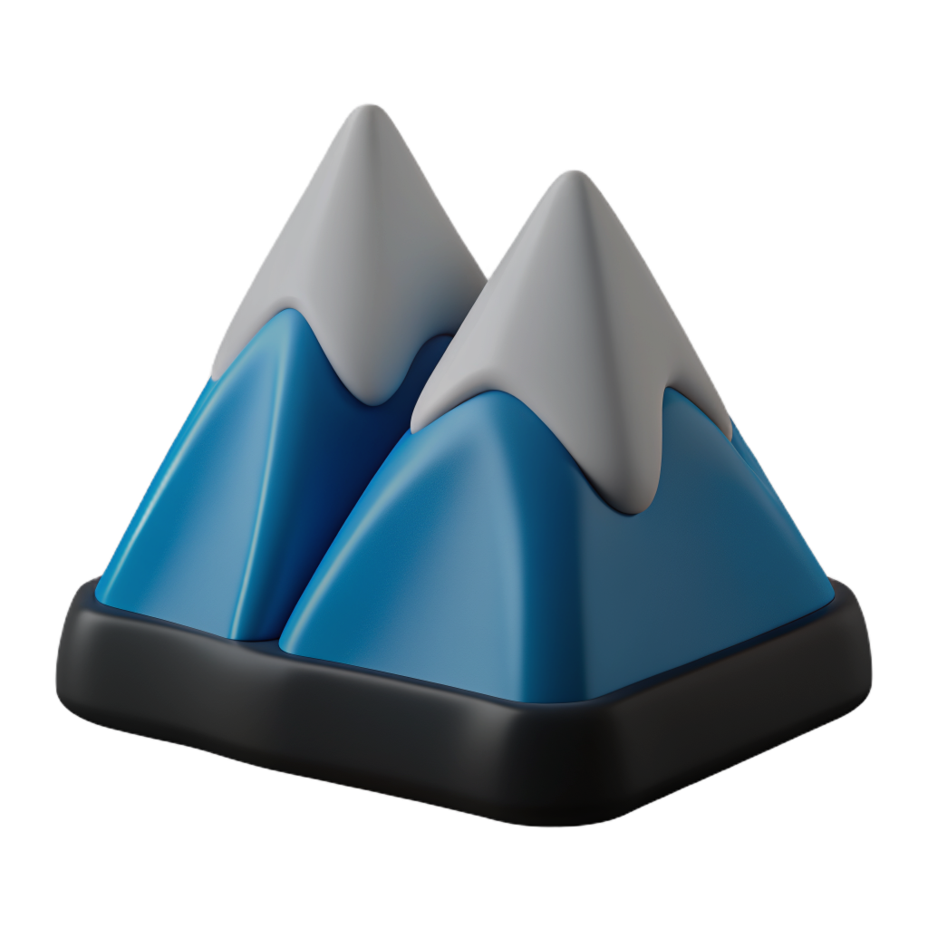 Icona di montagna in plastica 3D